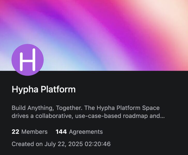 Hypha DAO platform interface for decentralized organization building