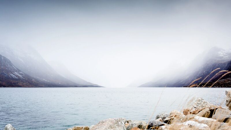 Norwegian fjord and mountain landscape in Sami territory